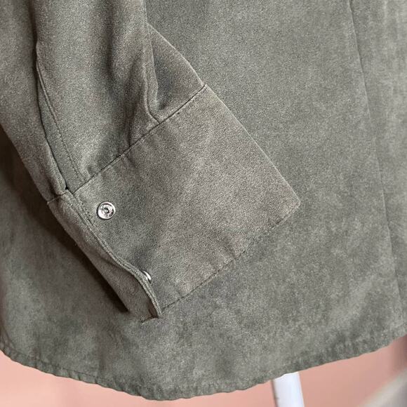 baby & me olive green snap button shirt Blouse Textured Long Sleeve tunic sz M - Picture 10 of 12